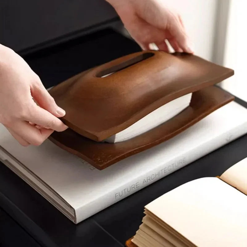 Porta Lenços de Mesa em Madeira Nogueira Estilo Escandinavo Lenogue