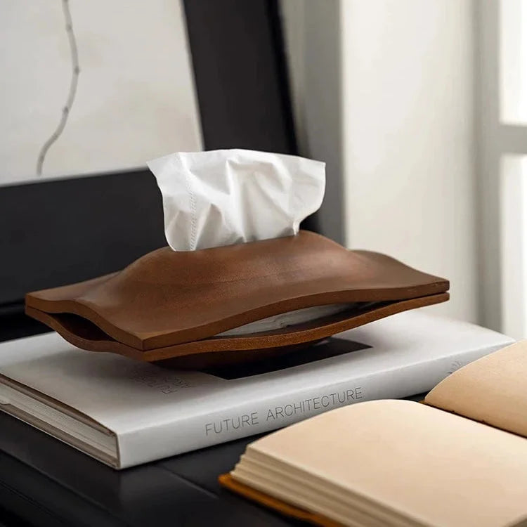 Porta Lenços de Mesa em Madeira Nogueira Estilo Escandinavo Lenogue