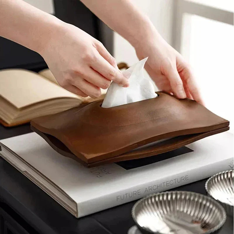 Porta Lenços de Mesa em Madeira Nogueira Estilo Escandinavo Lenogue