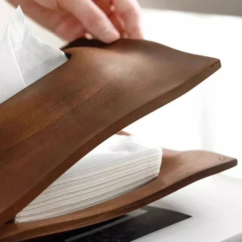 Porta Lenços de Mesa em Madeira Nogueira Estilo Escandinavo Lenogue