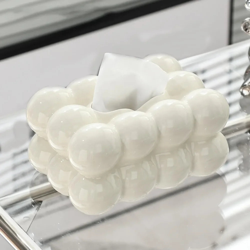 Porta Lenços de Papel Retangular em Cerâmica para Mesa Lenogue Branco