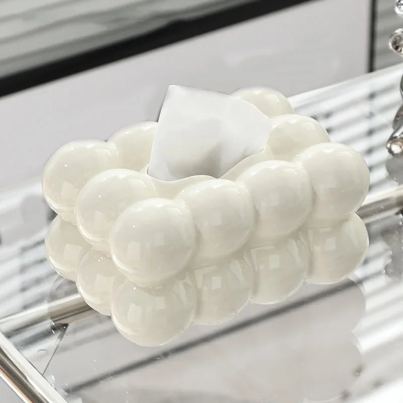 Porta Lenços de Papel Retangular em Cerâmica para Mesa Lenogue Branco