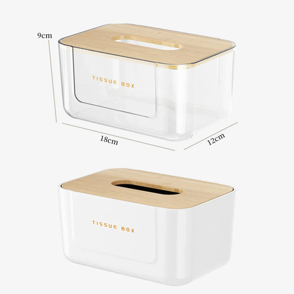 Porta Lenços Estilo Japonês com Tampa de Bambu Lenogue