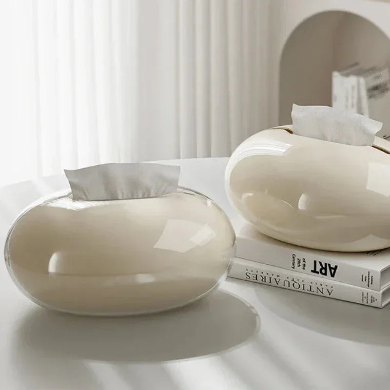 Porta Lenços Moderno Imitando Pedra para Sala e Mesa Lenogue Bege