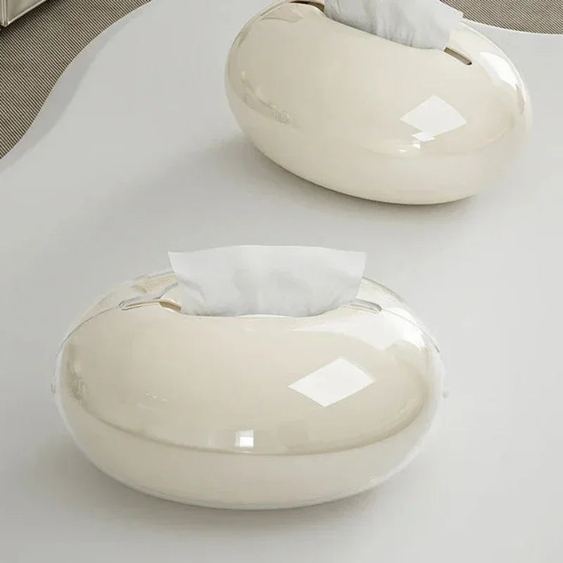 Porta Lenços Moderno Imitando Pedra para Sala e Mesa Lenogue Bege