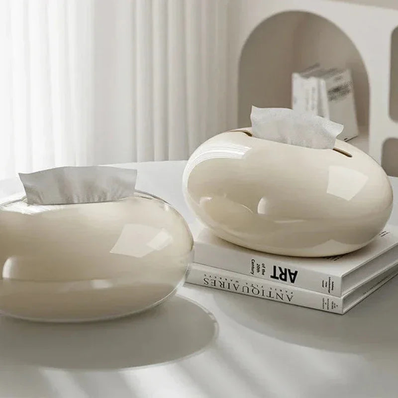 Porta Lenços Moderno Imitando Pedra para Sala e Mesa Lenogue Bege