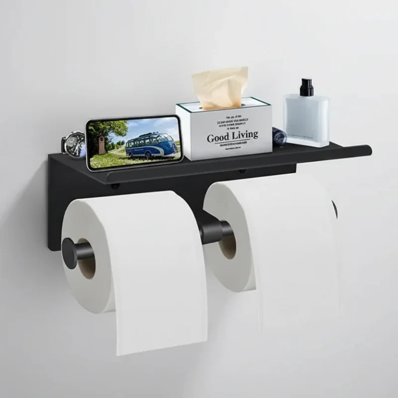 Porta Papel Higiênico com Prateleira em Aço Inox Lenogue