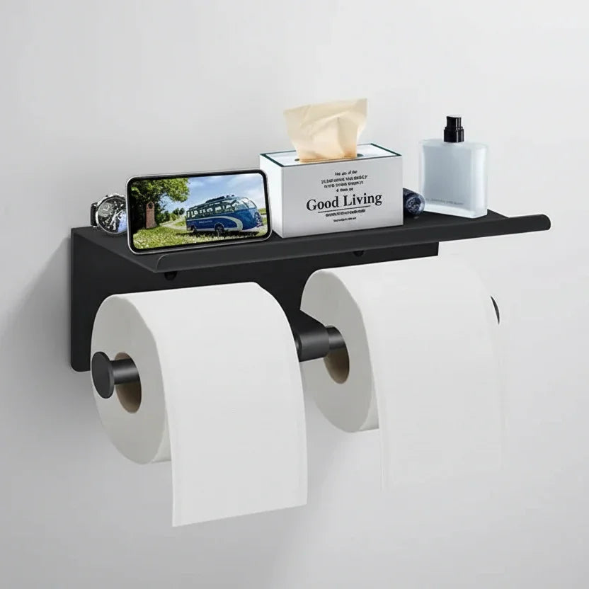 Porta Papel Higiênico com Prateleira em Aço Inox Lenogue