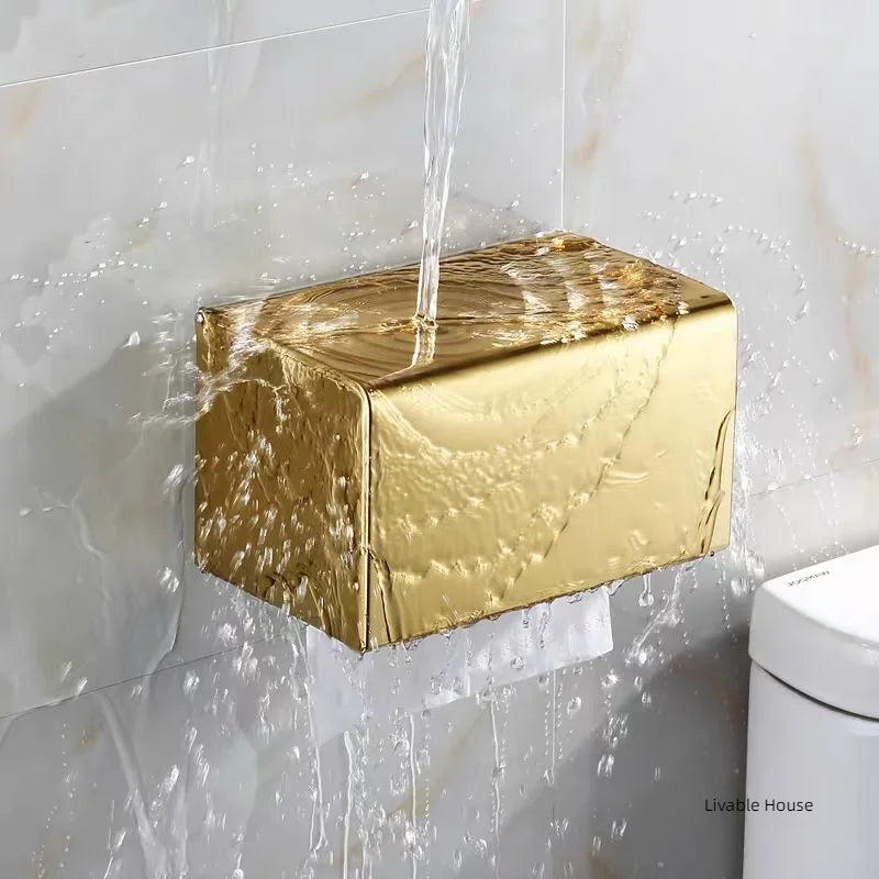 Porta Papel Higiênico com Tampa e Suporte Celular em Aço Inox Lenogue