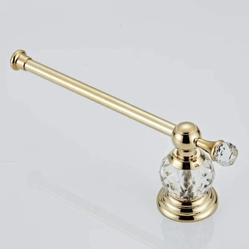 Porta Papel Higiênico Dourado Detalhe em Cristal Lenogue