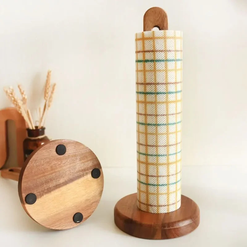 Porta Papel Toalha de Madeira com Base Antiderrapante e Impermeável Lenogue Marrom