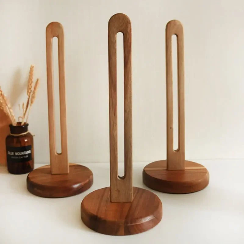 Porta Papel Toalha de Madeira com Base Antiderrapante e Impermeável Lenogue Marrom