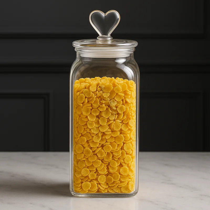 Pote de Vidro âmbar Borossolicato com Tampa Coração Lenogue âmbar (2 Litros)