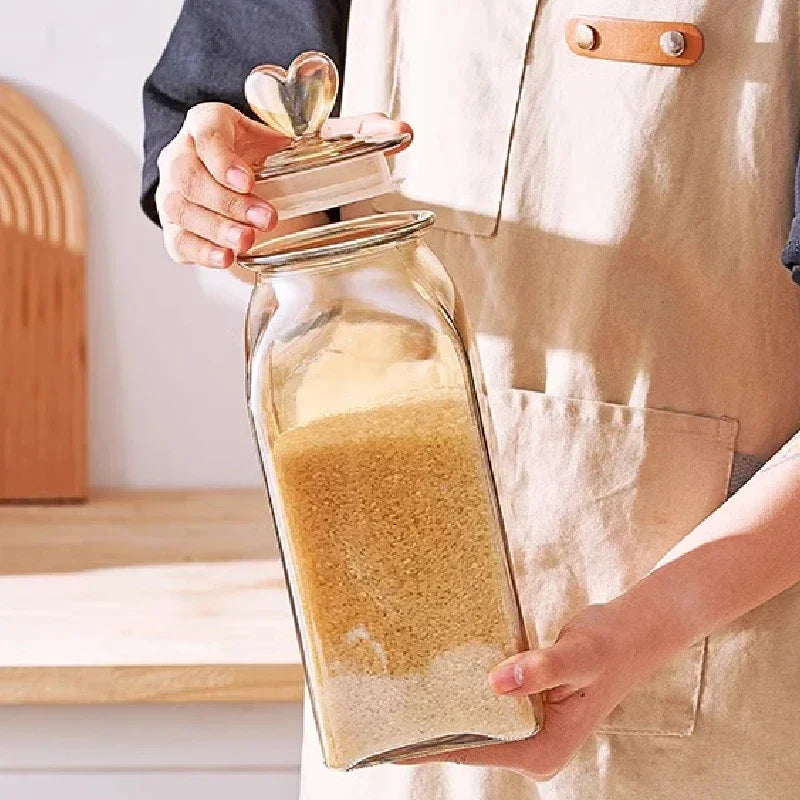 Pote de Vidro âmbar Borossolicato com Tampa Coração Lenogue