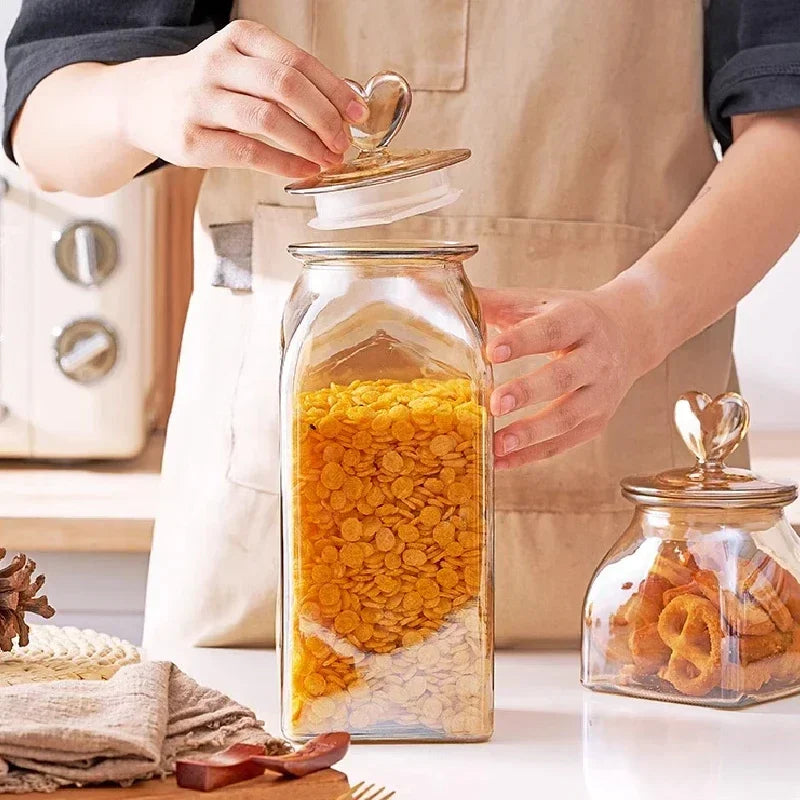 Pote de Vidro âmbar Borossolicato com Tampa Coração Lenogue