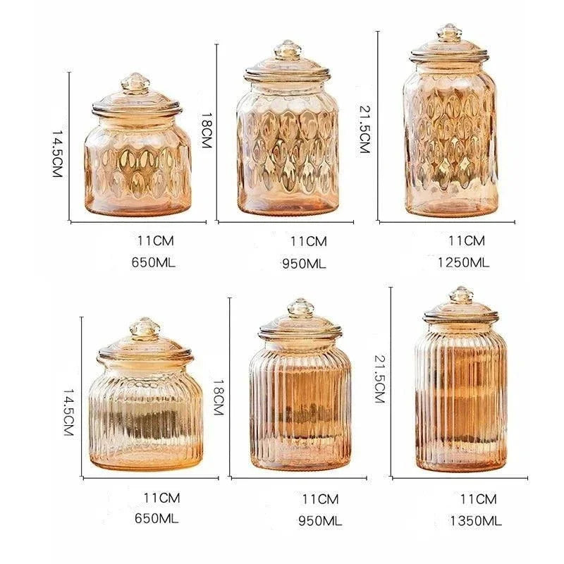Pote de Vidro âmbar para Chá e Doces Tampa Lacrada Lenogue