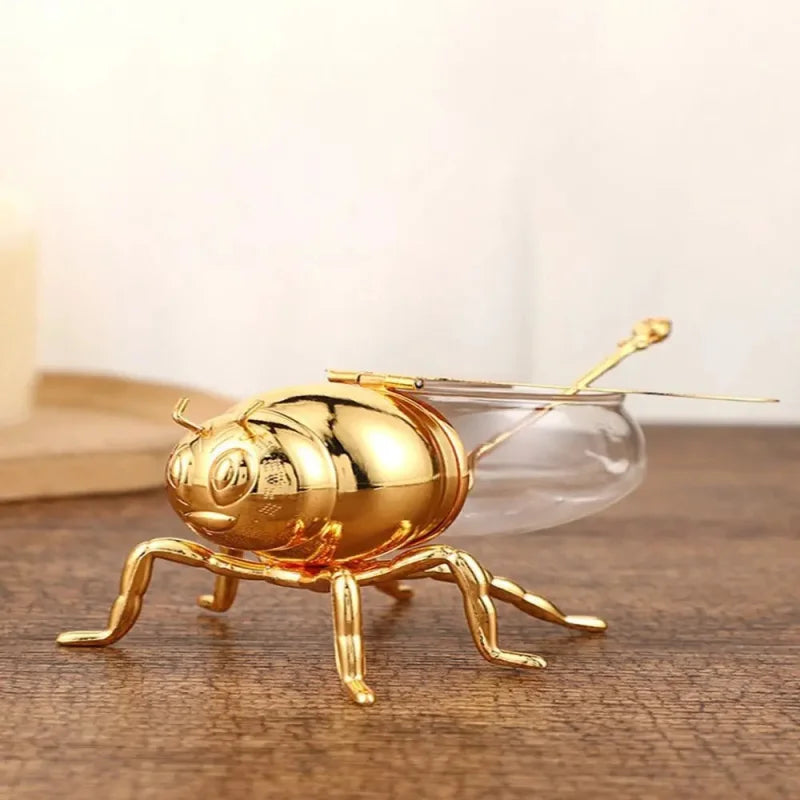 Pote de Vidro Transparente com Tampa e Colher para Mel Lenogue