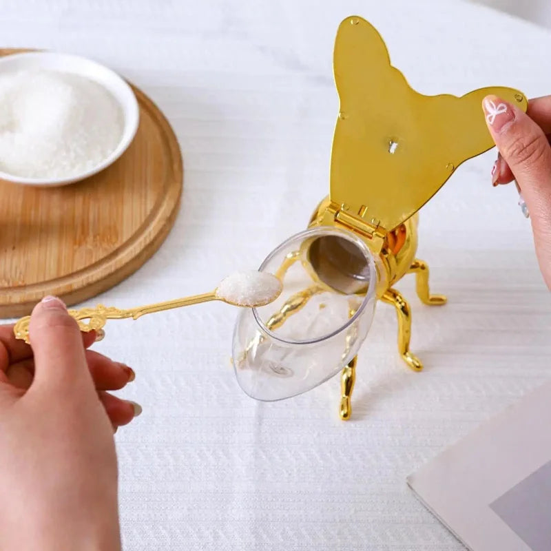 Pote de Vidro Transparente com Tampa e Colher para Mel Lenogue