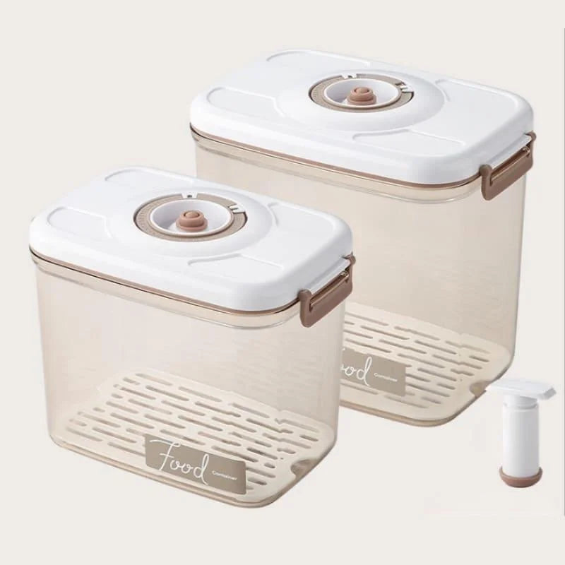 Pote Hermético com Tampa e Selador a Vácuo para Alimentos Lenogue Kit 2 (1uni 2700ml + 1uni 4600ml)