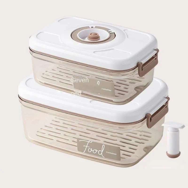 Pote Hermético com Tampa e Selador a Vácuo para Alimentos Lenogue Kit 1 (1uni 1200ml + 1uni 2100ml)