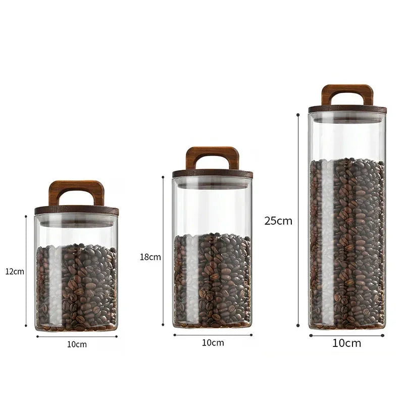 Pote Hermético de Vidro com Vedação a Vácuo para Grãos e Café Lenogue