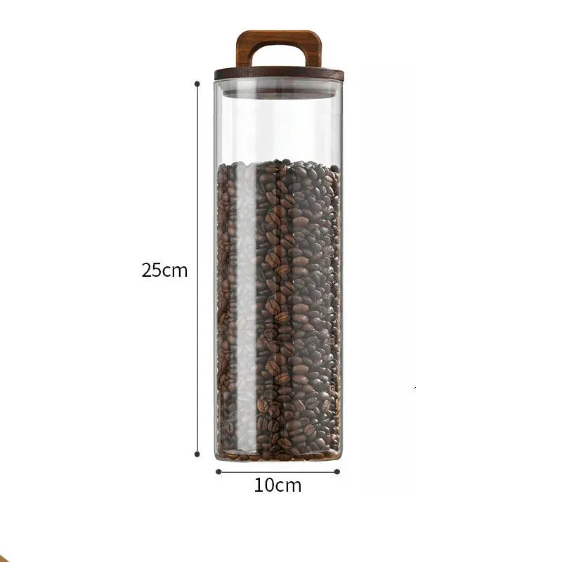 Pote Hermético de Vidro com Vedação a Vácuo para Grãos e Café Lenogue