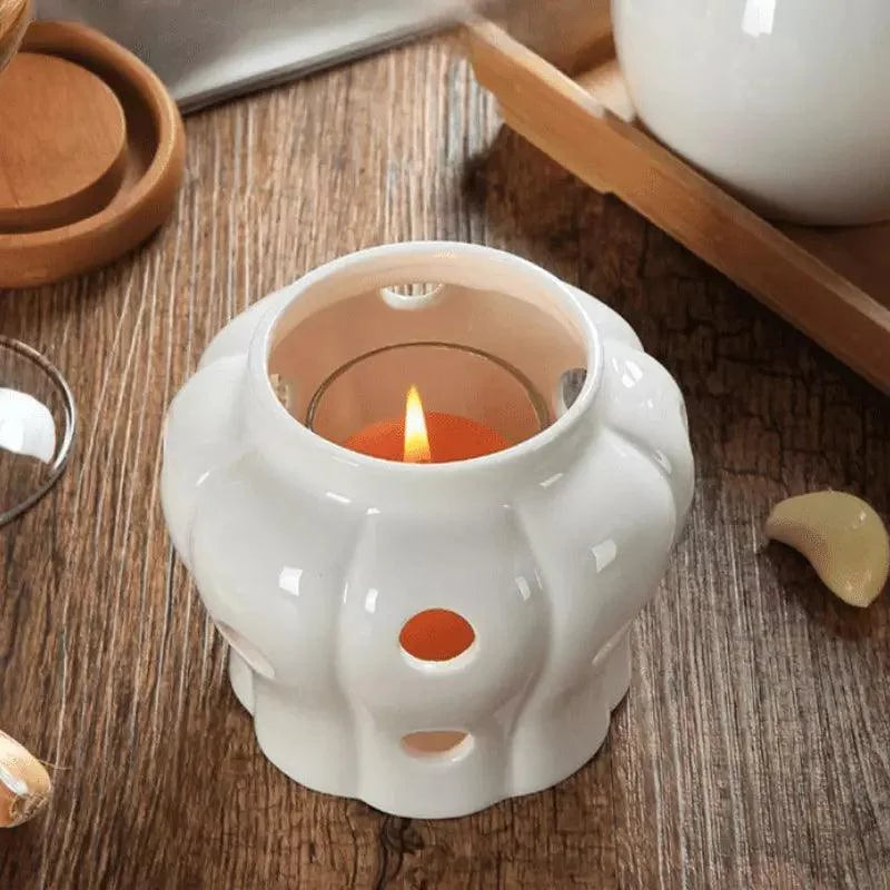 Pote Organizador de Cerâmica com Tampa Madeira Lenogue