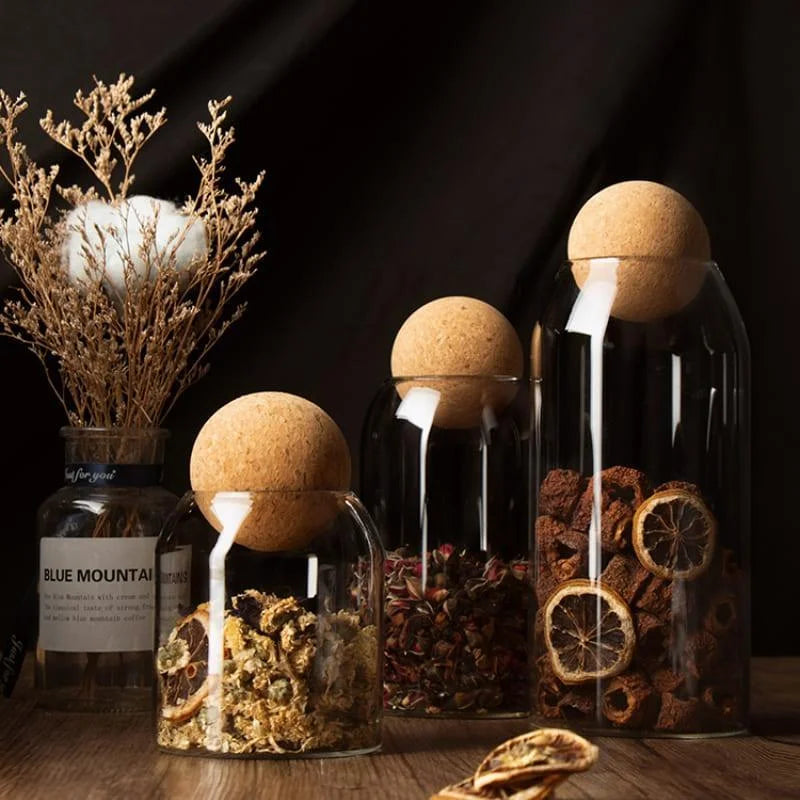 Potes de Vidro Borossilicato com Tampa Cortiça Variados Lenogue