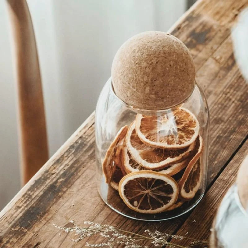 Potes de Vidro Borossilicato com Tampa Cortiça Variados Lenogue Transparente (500ml)