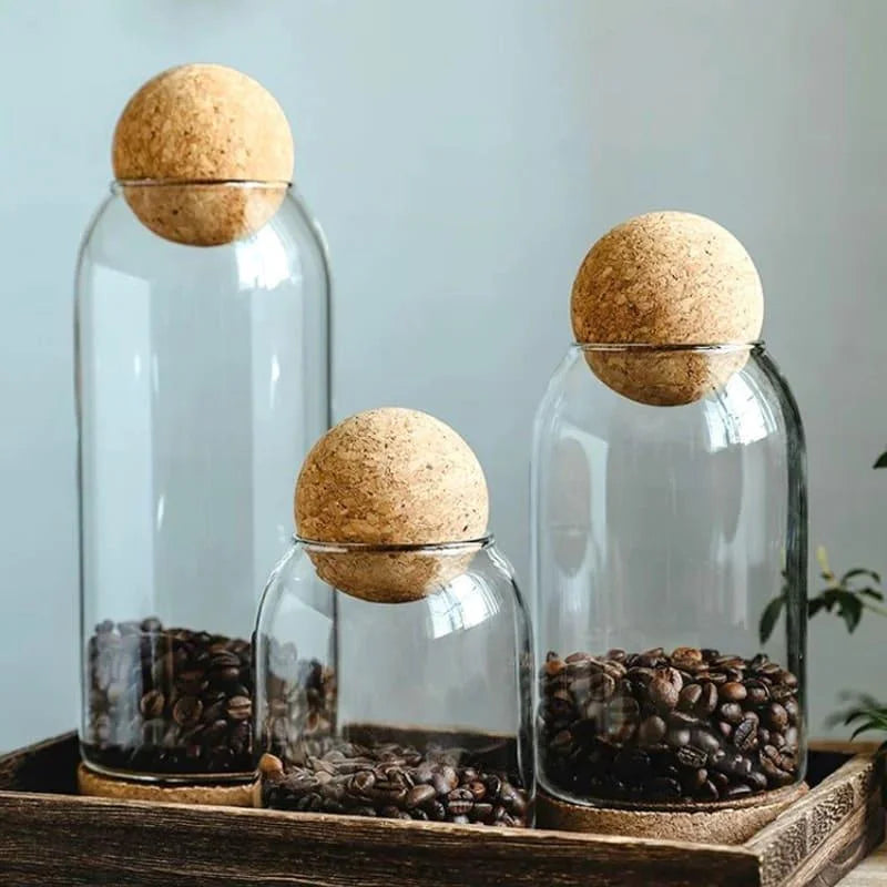 Potes de Vidro Borossilicato com Tampa Cortiça Variados Lenogue