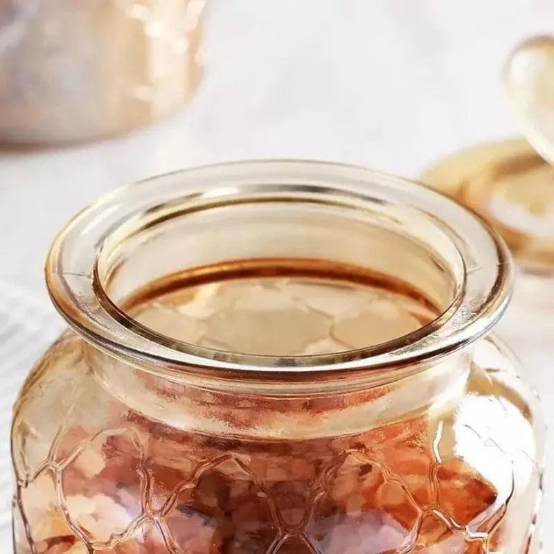 Potes de Vidro Herméticos com Textura para Mantimentos Lenogue