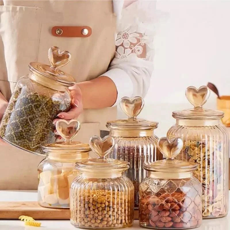 Potes de Vidro Herméticos com Textura para Mantimentos Lenogue