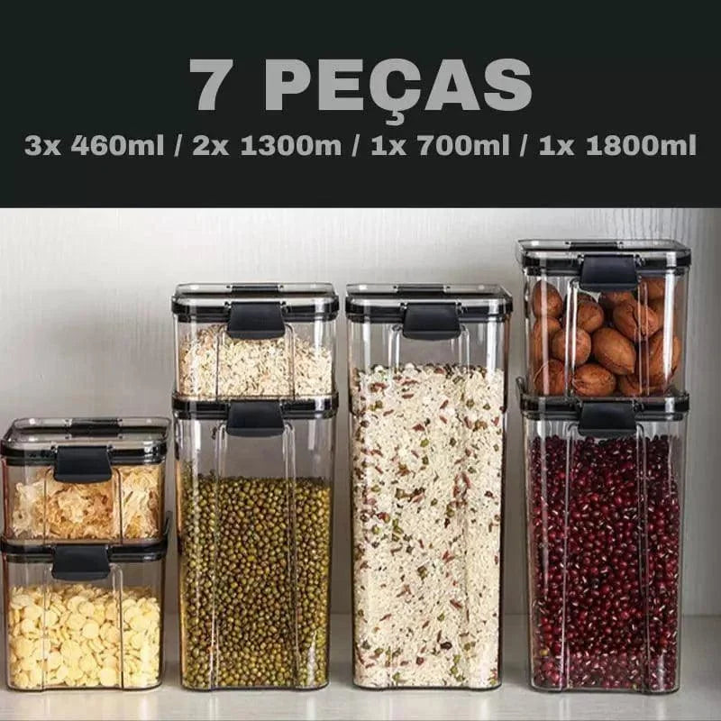 Potes Herméticos Transparente com Vedação para Mantimentos Lenogue 7 Peças (3x460ml / 1x700ml / 2x1300ml / 1x1800ml)