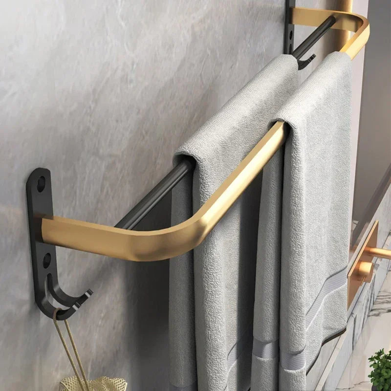 Prateleira de Banheiro em Alumínio com Ganchos e Porta-papel Lenogue Toalheiro