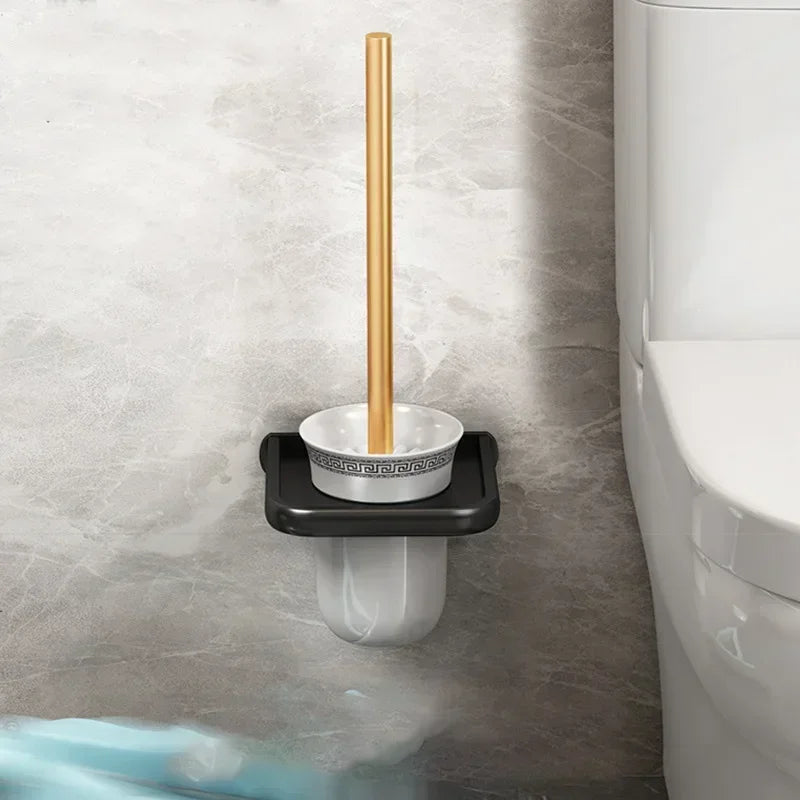 Prateleira de Banheiro em Alumínio com Ganchos e Porta-papel Lenogue Escova Sanitária