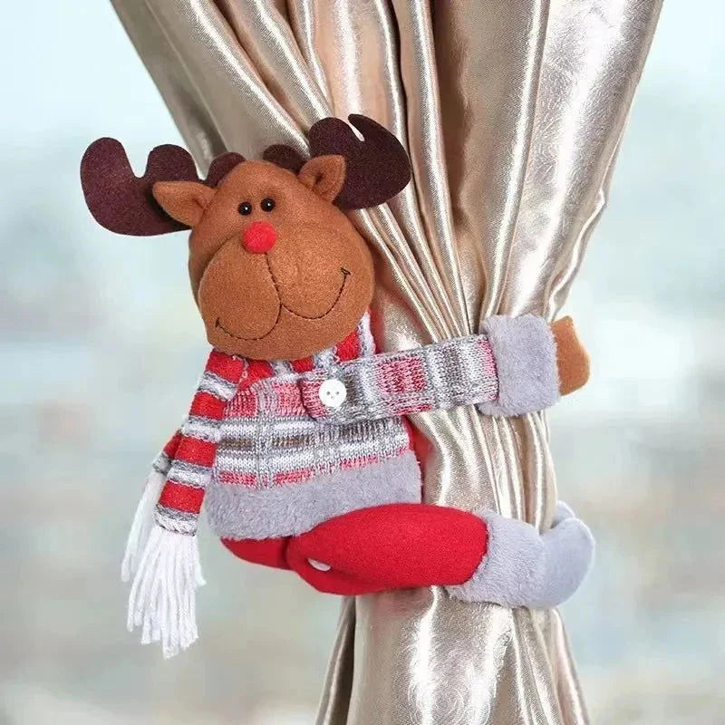 Prendedor de Cortina Natalino Vermelho para Decoração Festiva Lenogue Rena Natal