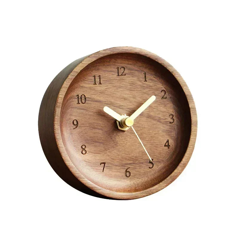 Relógio de Mesa em Nogueira com Movimento Silencioso Lenogue Madeira Escura