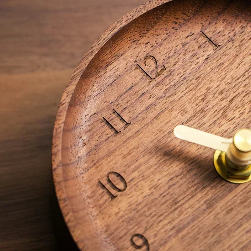 Relógio de Mesa em Nogueira com Movimento Silencioso Lenogue Madeira Escura