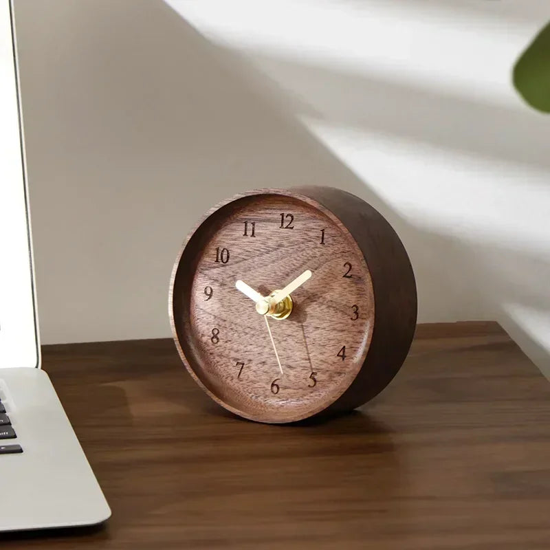 Relógio de Mesa em Nogueira com Movimento Silencioso Lenogue Madeira Escura