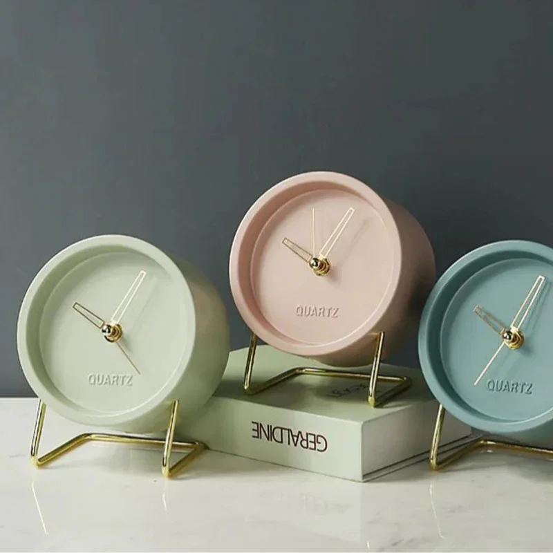 Relógio de Mesa Metálico Estilo Nórdico para Escritório e Quarto Lenogue