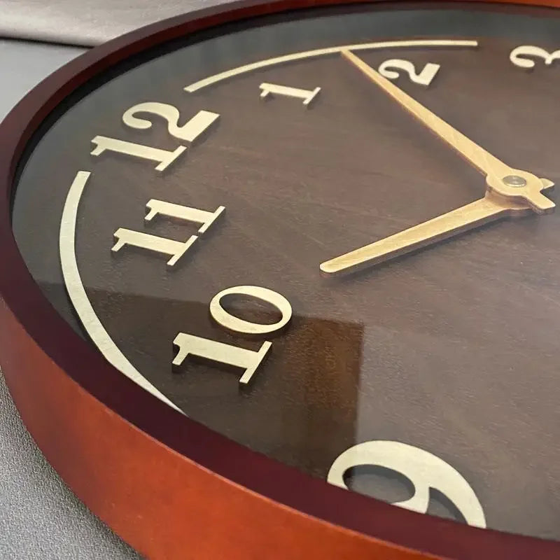 Relógio de Parede em Nogueira Movimento Quartz Silencioso Lenogue Madeira Escura