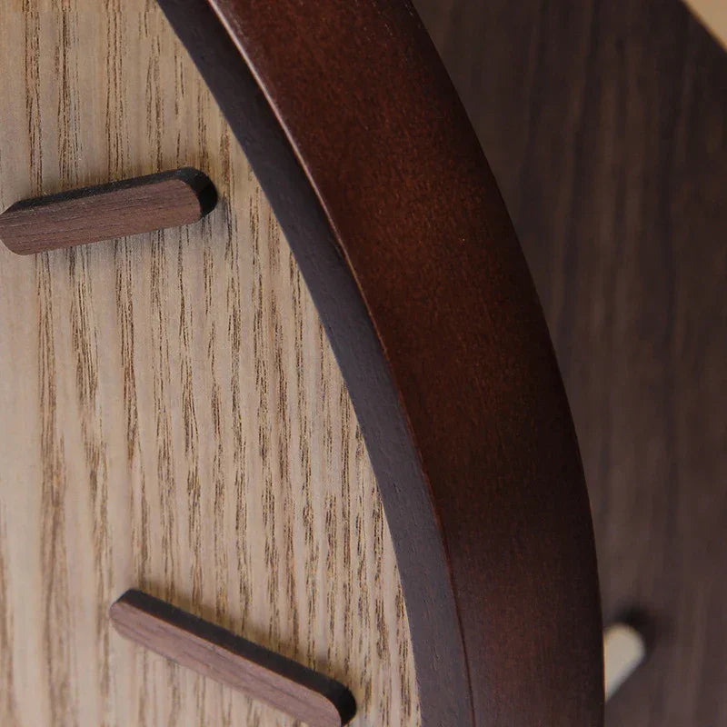 Relógio de Parede Madeira Circular Silencioso para Sala Lenogue Escura