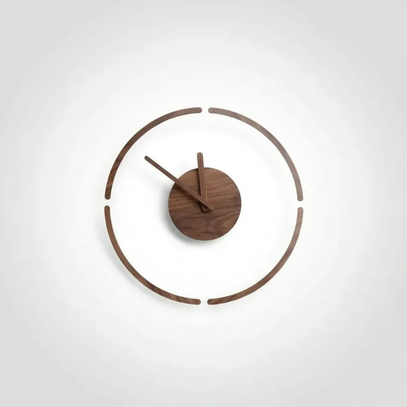 Relógio de Parede Quartz em Vidro e Nogueira Silencioso Lenogue