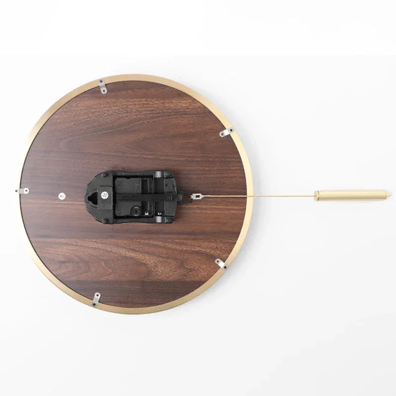 Relógio de Parede Silencioso Cobre com Pêndulo Lenogue Madeira Escura