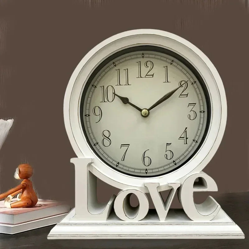 Relógio Despertador Retrô Silencioso para Mesa de Cabeceira Lenogue Branco / 18 x 6 20,5 Cm