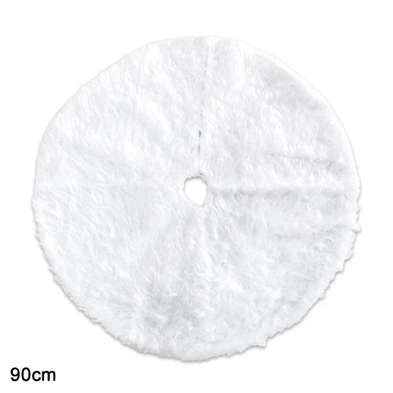 Saia para árvore de Natal Plush Redonda Branco Neve Lenogue
