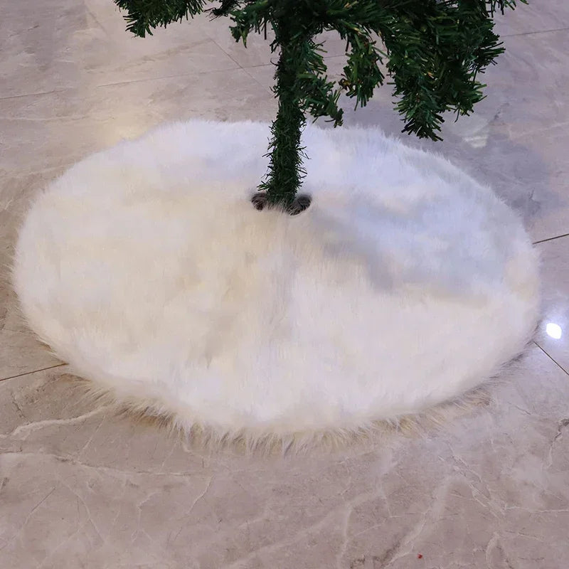 Saia para árvore de Natal Redonda Plush Neve Branca Lenogue Branco