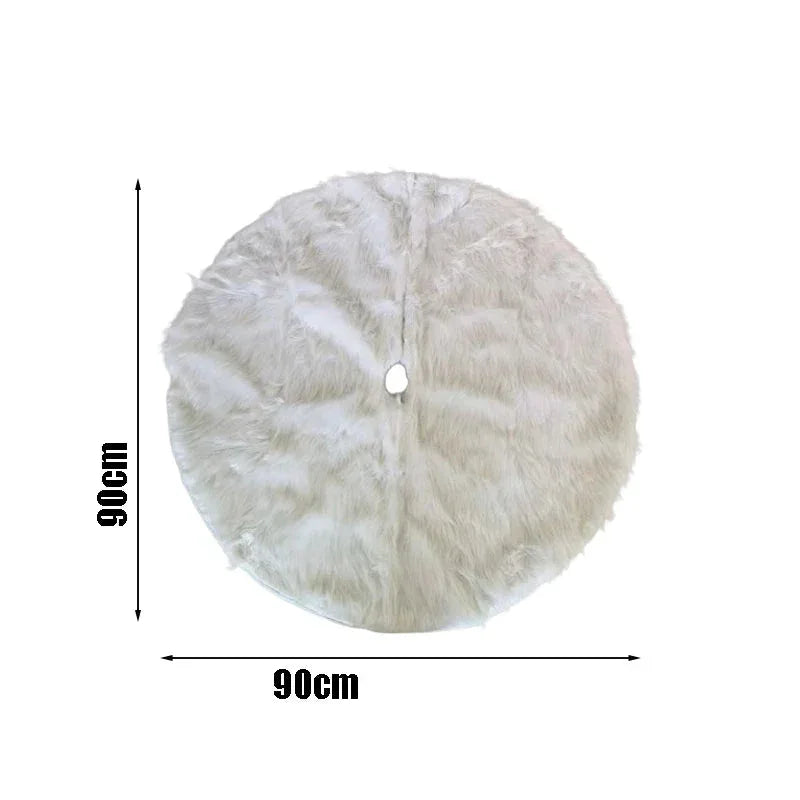 Saia para árvore de Natal Redonda Plush Neve Branca Lenogue Branco