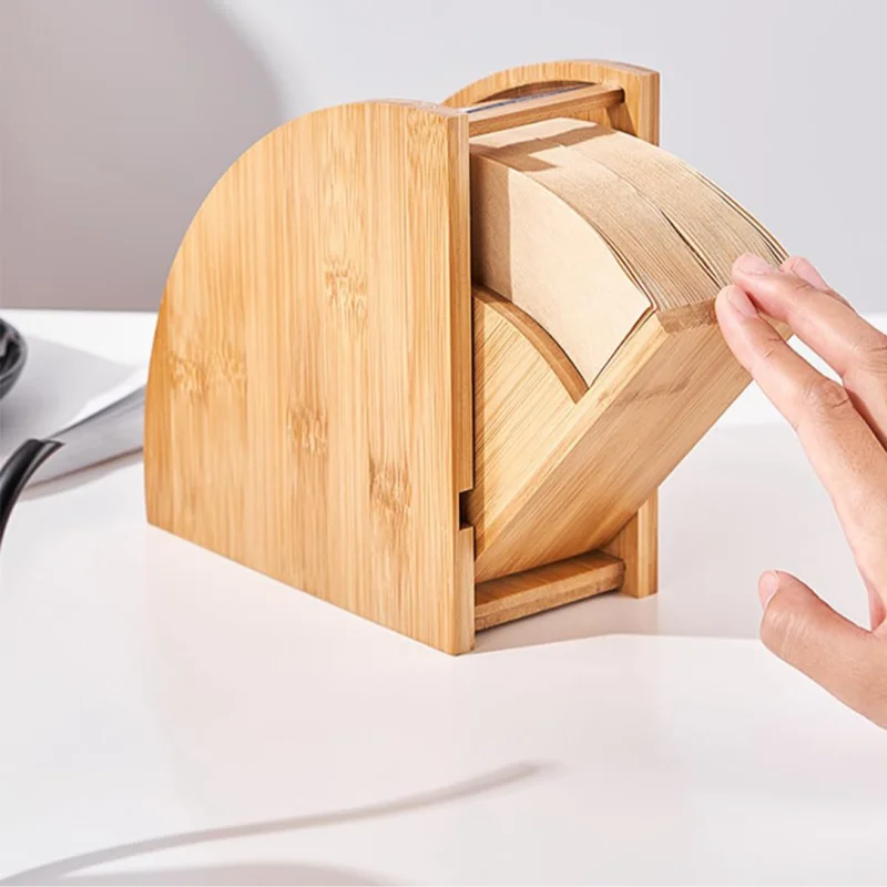 Suporte de Filtro Café em Bambu para Organização Cozinha Lenogue 16.7 x 15.7 Cm