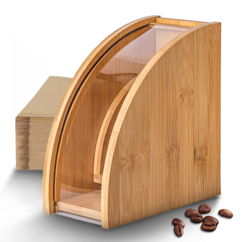 Suporte de Filtro Café em Bambu para Organização Cozinha Lenogue 16.7 x 15.7 Cm